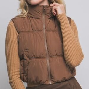 FB Sister Brown Puffer Vest